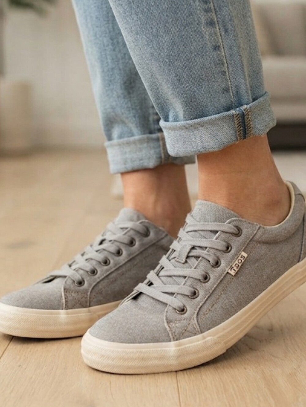 Taos Women Plim Soul Gray Canvas Lace-Up Sneakers Keds Shoes Sz 10